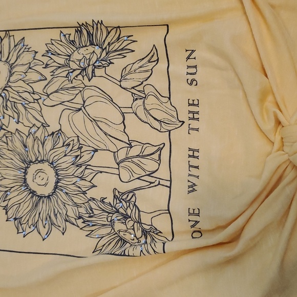 Truself Tie Front Yellow Sunflower Top L - Picture 6 of 13